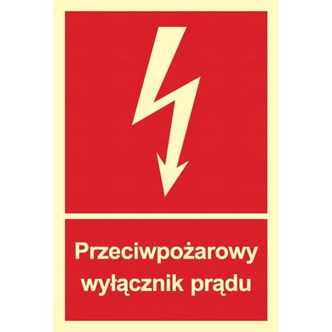 ZP-19 Schild 15x20 Brandschutz Stromschalter