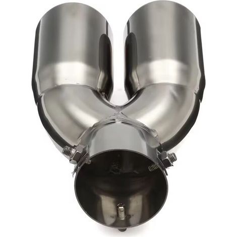 Convient aux silencieux d'échappement universels en acier inoxydable de 76 mm, de type Y, à double sortie, ronds et chromés pour automobiles. (1/3)