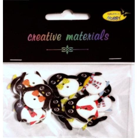 Botones decorativos de pingüino de 25 mm, 15 unidades