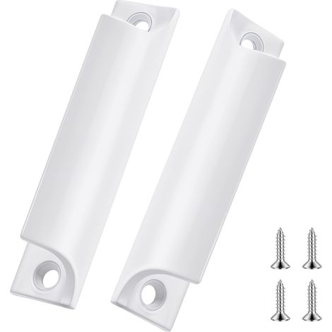 Lot de 2 poignées de 89 mm pour placard, poignées à tirer avec vis pour bord de tiroir, poignée de porte de balcon pour armoire de cuisine à couture plate, meuble de rangement (Blanc) (1/5)