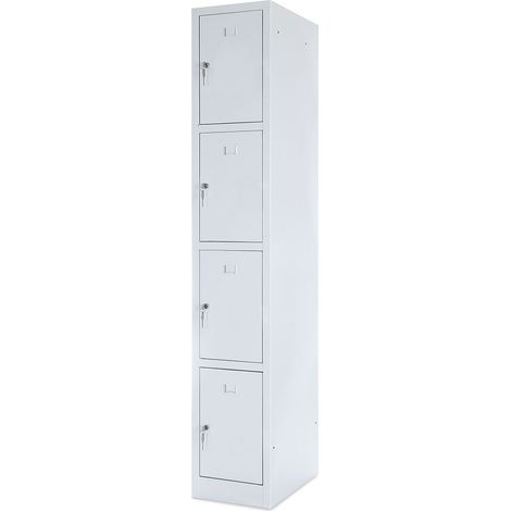 BRB Fächerschrank mit Sockel, Stahlblech kunststoffbeschichtet, 4 Fächer, BxTxH 300x500x1800 mm, lichtgrau (1/2)