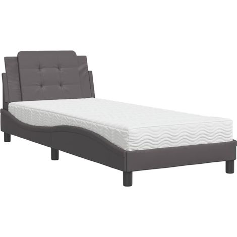 Lit simple,Lit adulte,Cadre de lit sans matelas Zadar gris 90x190 cm similicuir CFW5680999 (1/5)