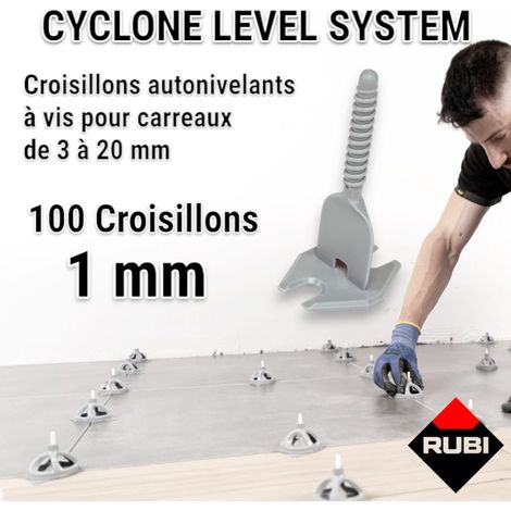 100 croisillons autonivellants à vis 1mm en "I" CYCLONE RUBI
