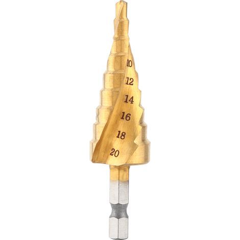 Stück titanbeschichteter HSS-Stufenbohrer, Sechskantschaft, 4–20 mm für Bohrmaschinen (1/5)