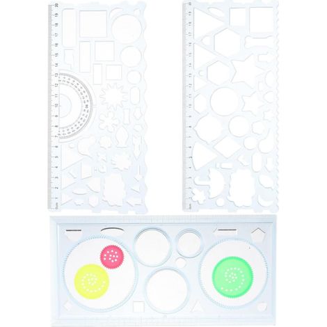 Pochoirs géométriques DOITOOL, lot de 3, en plastique, couleurs (1/5)