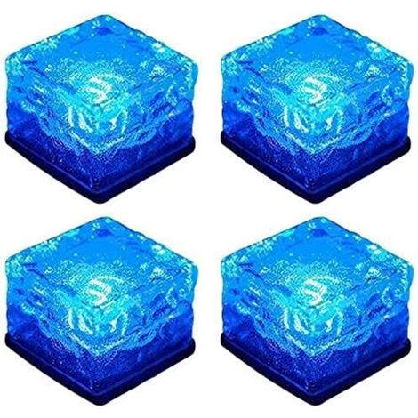 ALOVEZ Solar-Gartenleuchten, 4 Stück wasserdichte Solar-Bodenleuchten, 8 LED-Beleuchtungsmodi, helle Solar-Gartenleuchten für Terrasse, Rasen, Einfahrt, Brücke, Treppe (Blau) (1/4)