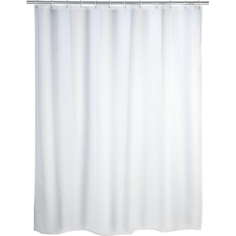 Tenda da doccia antimuffa bianca, tenda in tessuto con effetto antimuffa per il bagno, lavabile, idrorepellente, con anelli per il fissaggio all'asta della doccia, 180 x 200 cm