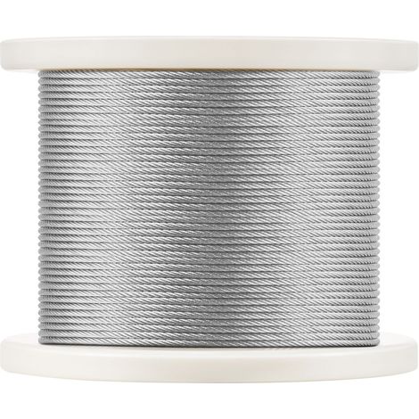 Kit Câble Acier Inoxydable 316, 1/8" 305m avec Coupe-Câble et Gants, Résistance Rupture 726kg, 7x7 Torons Qualité Marine Aéronautique pour Garde-Corps Escalier Terrasse Clôture Extérieur (1/5)