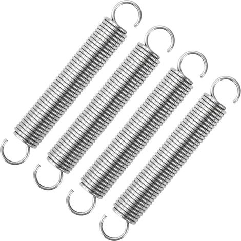 4 Pièces - Ressort De Traction - Acier Inoxydable - Double Crochet Pour Fixation - Résistant À La Corrosion - Usage Industriel Et Loisirs - Argent - 1,2x10x65 Cm (1/5)