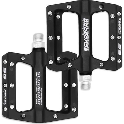 Jeu de 1 paire. accessoires vélo. pédales VTT. pédales hybrides BMX route ultra légères et durables 9/16 pouces (Noir) (1/5)