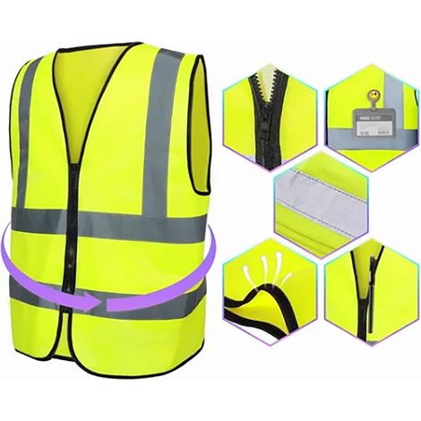 Gilet de chantier réfléchissant 2 pièces, sécurité haute visibilité avec sangles, filet de signalisation, équipement de protection pour travaux, orange fluo, ajustable, sans échantillon requis, traite (1/5)