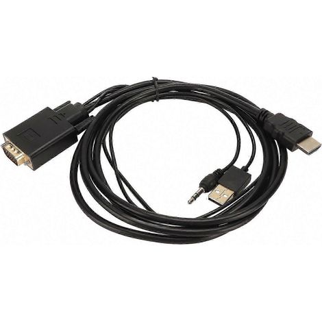 Adaptateur VGA vers HDMI avec câble d'alimentation pour PC, ordinateur portable, écran, vidéoprojecteur, téléviseur. (1/5)