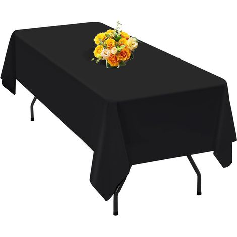 Schwarze Polyester-Tischdecke 153x260 cm, knitterfrei, waschbar, für rechteckige Tische
