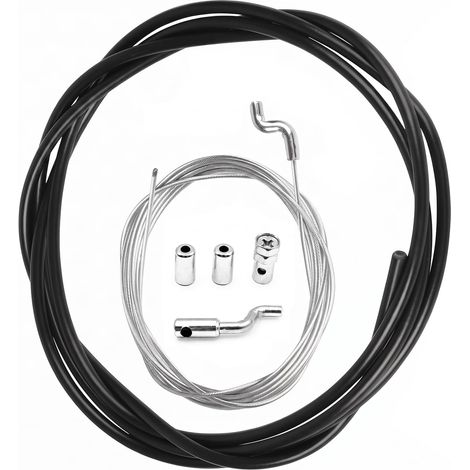 Cable Traction Tondeuse Câble Plastique,Acier Inoxydable 2.5mx1.5mm Câble D'accélérateur Tondeuse Diamètre 1.5mm Câble D’accélérateur Tondeuse 250cm Noir, Argent pour Débroussailleuse Jardin (1/5)