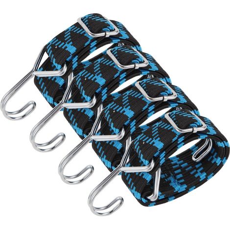 Spanngummi mit Haken, 4er Set, 50cm, 3cm breit, verstellbar, für Gepäck, Fahrrad, Motorrad, Camping (1/5)