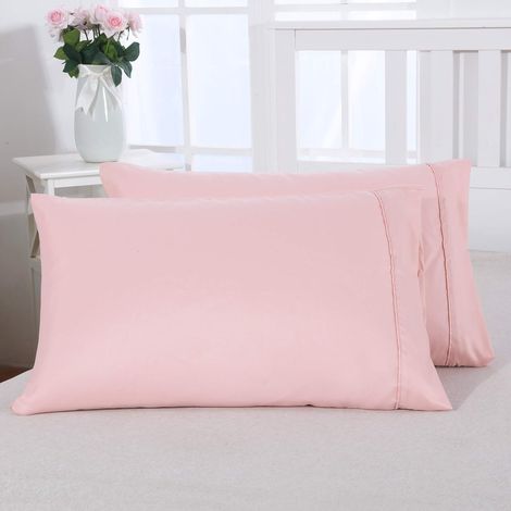 Lot de 2 taies d'oreiller standard - Taies d'oreiller en microfibre de polyester rose pâle, ultra douces et confortables avec fermeture portefeuille (1/5)