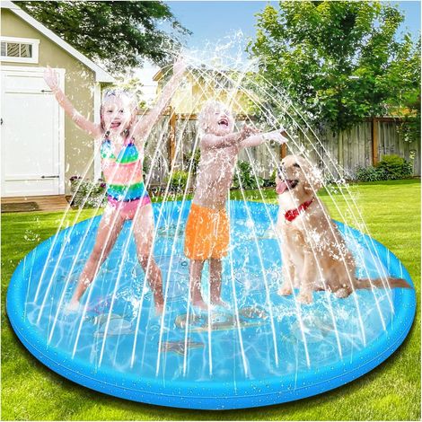 Splash Pad 170 cm, Tapete de Juegos de Agua Almohadilla de Aspersor para Actividades Familiares niños y niñas en Aire Libre Jardín Actividades Familiares Fiesta (1/5)