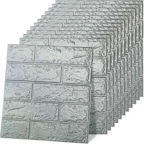 Autocollant mural en brique, 12 pièces, papier peint XPE auto-adhésif imperméable, noir et gris pour la décoration (1/5)