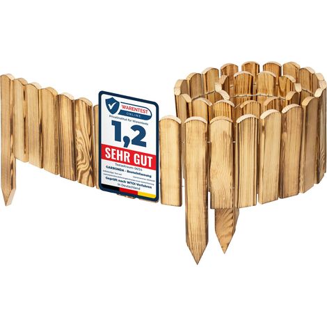 Garronda 200x20 cm Rasenkante Beeteinfassung Holz Gebrannt GD-0046 (1/5)