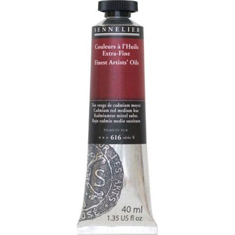 Couleurs à l'huile - Sennelier - Rouge cadmium moyen Hue - 40ml - Pigments naturels - Finition satinée