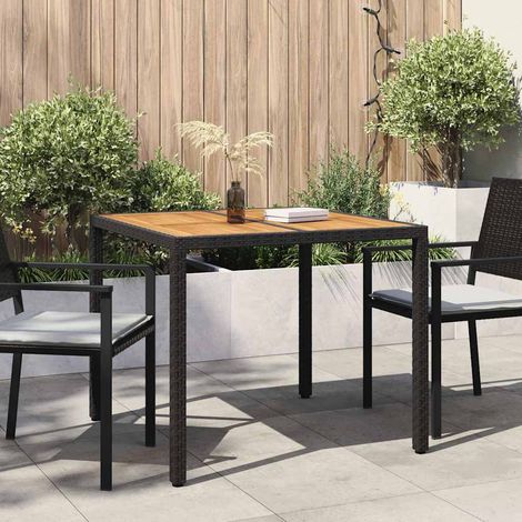 Mesa de Jardín Negro 90 x 90 x 75 cm ratán sintético