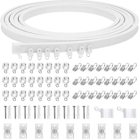 Rail Rideaux Plafond, 3M Rail de Rideau, Rideau Rail, Tringle Rideau Plafond avec Poulies Silencieuses, Flexible et Pliable, pour Separation de Piece, Rideaux, Chambre, Camping Car