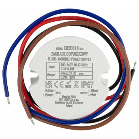 Alim encastrable Ø60 24V 20W IP67 Ecolight EC20818 (1/3)
