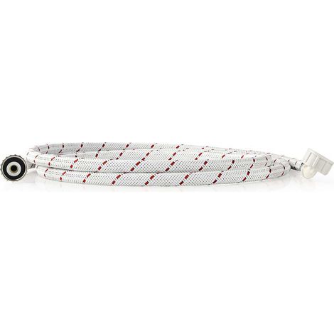 Nedis Nylon Zulaufschlauch / 3/4'' / 3/4'' / 10 Bar / 2.50 m / Anwendung: Schüssel / Waschmaschine / Nylon / Red / Weiss (1/3)