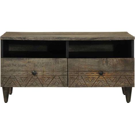 Table basse  Table de salon  Table de café gris clair 80x54x40 cm bois massif de manguier (1/5)
