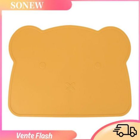 Sonew Napperon en Silicone (Gris)Set De Table En Silicone Epaisseur Isolation Thermique Antidérapante Se luminaire table Gris Jaune (1/5)