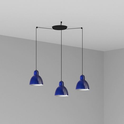 Faro Venice Suspension à 3 lampes en forme de grappe bleu cobalt