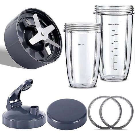 Set di bicchieri per frullatore NutriBullet 900W PRO, lama di estrazione, bicchieri di grande capacità da 950 ml e 710 ml, ricambi per frullatore. (1/5)