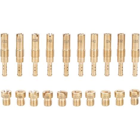 Kit de 20 Gicleurs pour Carburateur de MotoJINFGERNEGicleurs Principaux et de Ralenti en Métal, Compatible avec PWK, CVK et PE