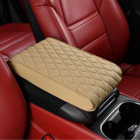 Universelle Armlehnenmatten für Autos Armlehnenmatten aus PU-Kunstleder Memory-Schaum-Matten geeignet für Kindersitzarmlehnen und als Dekoration Beige (1/5)