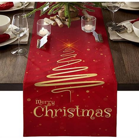 Chemins De Table De Noël - En Lin Naturel - 30 X 180 Cm - Décoration De Table Festive Pour Cuisine Salle À Manger Et Salon - Lot De 1 (1/5)