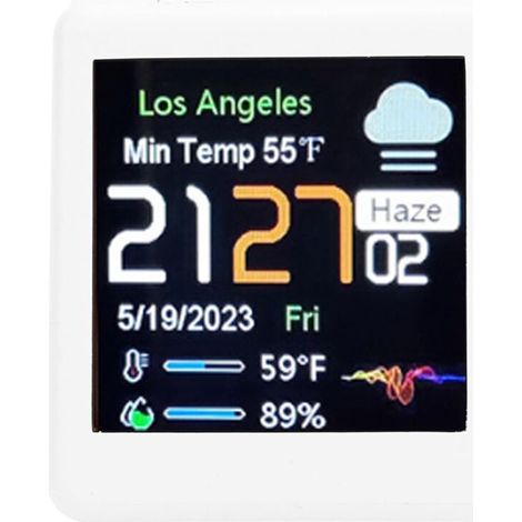 WiFi Smart Weather Station, Thermomètre Extérieur Intérieur Numérique, Moniteur d'humidité à Température avec Horloge, écran D'écran D'écran Thermomètre pour Arrière-cour, Jardin (1/5)