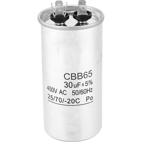 Condensateur CBB65 30µF 450V, démarrage moteur, composant électrolytique homopolaire pour compresseur, remplacement fiable (1/5)
