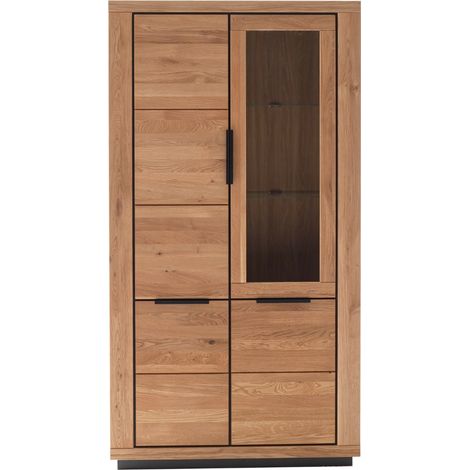 Vitrine 4 portes coloris chêne massif huilé - Longueur 107 x Hauteur 200 x Profondeur 40 cm (1/4)