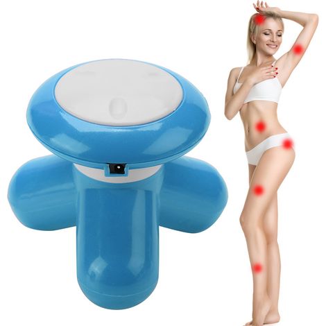 Massageur Vibrant USB Portable pour Cou, Dos et Épaules, Poignée Ergonomique Bleue (1/5)