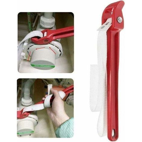 1 clé à sangle standard, clé à molette réglable de 30,5 cm, outil de retrait universel de filtre à huile, longueur 82 cm, poignée 30 cm (rouge) (1/4)