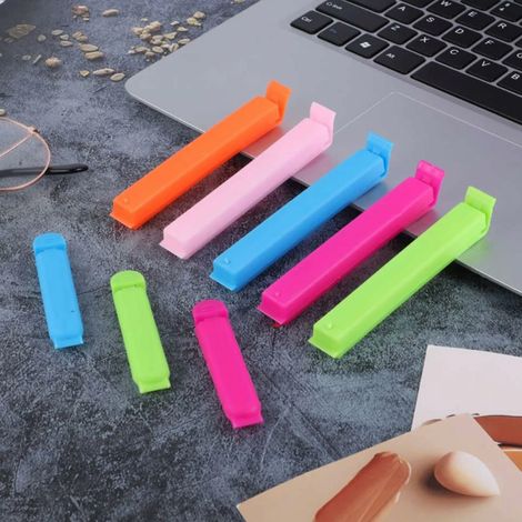 Lot de 8 Pinces à sac, Pinces en plastique, Fermeture hermétique, Couleur rose, Pour nourriture et animaux (1/5)