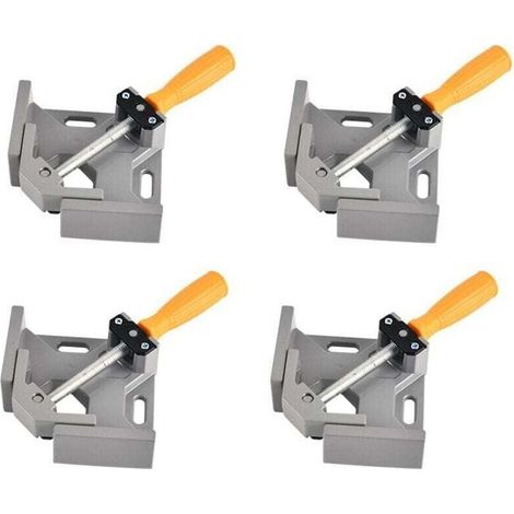4 Pcs Serre Joint Angle 90 °, XU, Etau D'angle Alliage d'Aluminium, Pince de Soudage d'angle avec mâchoire pivotante réglable, Pour Outils Menuisier, Soudage de Charpentier (Gris) - (1/4)