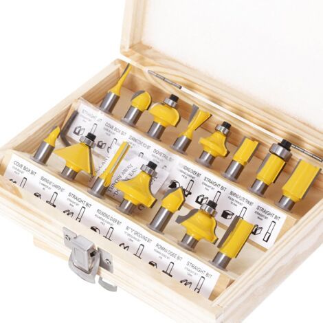 Lot de 15 fraises pour défonceuse à tige de 8 mm - Accessoires de fraise à arrondir pour défonceuse - Tige de 8 mm - Convient pour défonceuse électrique - Kit de fraises à bois (1/5)