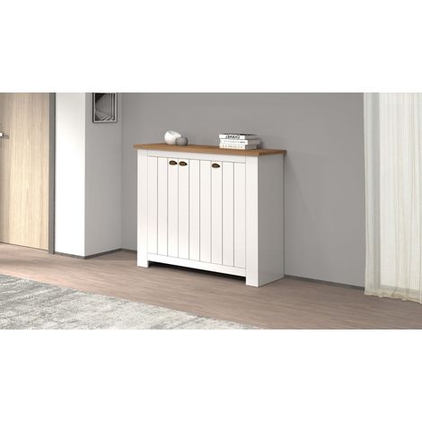 Scarpiera contemporanea 3 ante Silm Bianco Opaco e Rovere Wotan (1/3)
