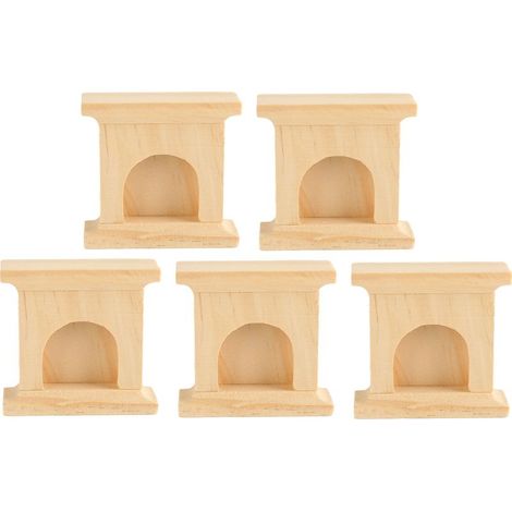 5 pièces Mini Cheminée en Bois sans Odeur, Décoration pour Maison de Poupée, Jeu d'Imitation pour Enfants (1/5)