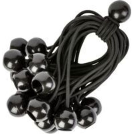 Cordons Élastiques avec Boules - Lot de 25 x 15 cm Tendeurs Universels avec Attaches - Sangle Elastique Résistant Parfaite pour Le Camping, Les Bagages & Bâches - Noir (1/5)