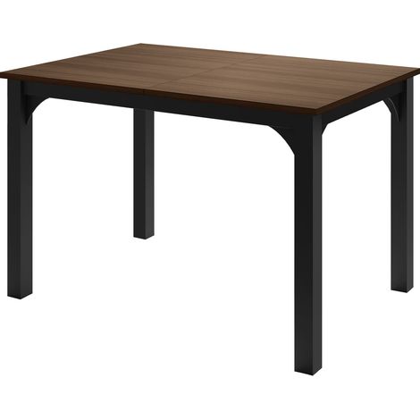 Mesa Oswego 135, Nogal + Negro, 76x80x120cm, Alargamiento, Aglomerado laminado, Metal