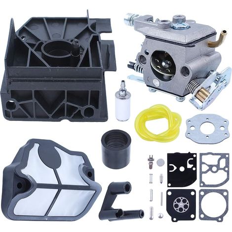 Adaptateur de carburateur Adefol pour Husqvarna 136 137 141 142 passe-fils collecteur d'admission joint de carburateur kit de réparation filtre à air et à carburant ligne pièces de rechange de tronçon (1/5)
