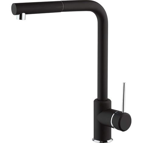 Miscelatore lavello cucina in ottone colore nero opaco con doccia estraibile Piralla Lion 0LIYO103A21  Nero opaco (1/5)