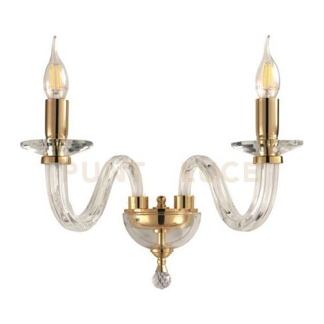 APPLIQUE RAVEL 2 LUCI CRISTALLO E ORO ATTACCO E14 L.37CM